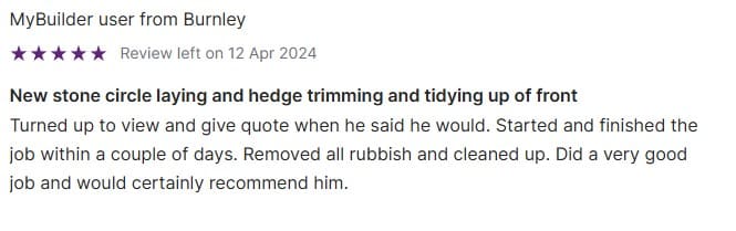 Customer review screenshot from MyBuilder