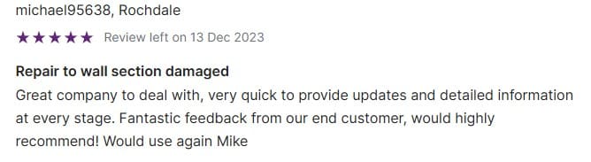Customer review screenshot from MyBuilder