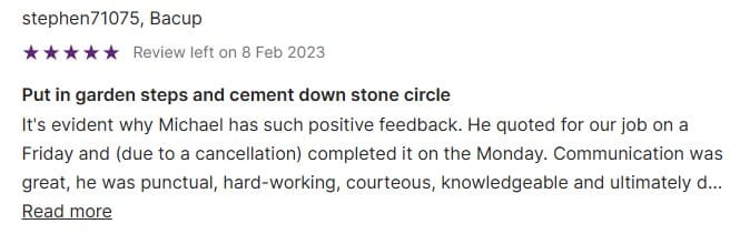 Customer review screenshot from MyBuilder