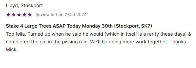 Customer review screenshot from MyBuilder